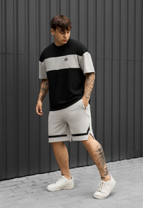 Фото - Мужской летний комплект футболка + шорты Staff ft black & light gray oversize - Men box
