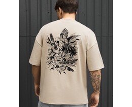Фото - Мужская футболка Staff logo & birds oversize бежевого цвета - Men box