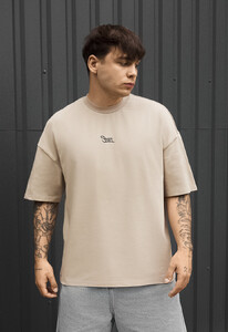 Фото - Чоловіча футболка Staff logo & birds oversize бежевого кольору - Men box