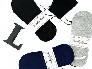 Фото - Комплект следков Friendly Socks (3 пары: черный + серый + синий) - Men box
