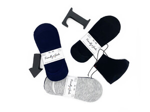 Фото - Комплект следков Friendly Socks (3 пары: черный + серый + синий) - Men box