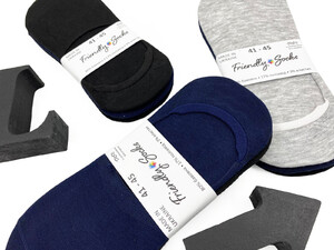 Фото - Комплект следков Friendly Socks (3 пары: черный + серый + синий) - Men box