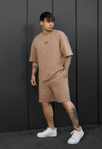 Фото - Мужской летний комплект футболка + шорты Staff no brown oversize - Men box