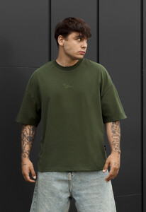 Фото - Мужская комфортная футболка Staff logo khaki oversize - Men box