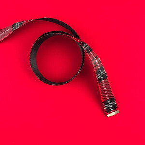 Фото - Ремень текстильный SOX в шотландскую клетку красно-черный - Men box