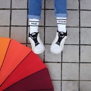 Фото - Белые носки SOX с надписью "Мне тепло" - Men box