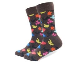 Фото - Носки Friendly Socks коричневые с осенним принтом - Men box