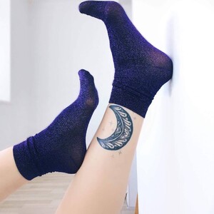 Фото - Носки женские люрексовые SOX Deep Blue dust темно-синие - Men box