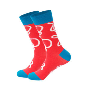 Фото - Високі шкарпетки Friendly Socks червоні з блакитними п'ятами - Men box