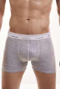 Фото - Трусы транки бренда APRIORI серые с белой резинкой - Men box