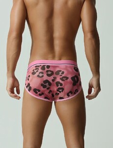 Фото - Мужские полупрозрачные трусы-брифы Seobean Leopard Mesh розовые - Men box
