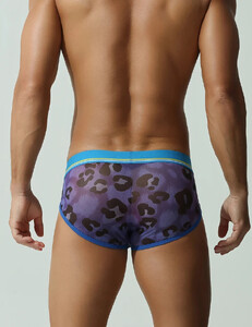 Фото - Мужские сетчатые трусы-брифы Seobean Leopard Mesh синие - Men box