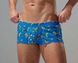 Фото - Мужские трусы-шорты Seobean Banana Fit голубые с принтом бананов - Men box
