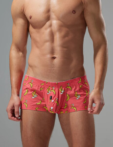 Фото - Мужские трусы-шорты Seobean Banana Fit красные с банановым принтом - Men box