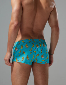 Фото - Мужские трусы-шорты Seobean Banana Fit бирюзовые с принтом бананов - Men box