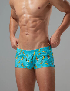 Фото - Мужские трусы-шорты Seobean Banana Fit бирюзовые с принтом бананов - Men box