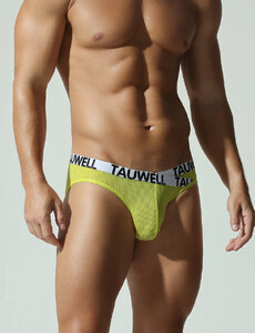 Фото - Мужские трусы из сетки Tauwell Cross Waist Brief салатовые - Men box
