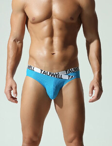 Фото - Мужское белье из сетки Tauwell Cross Waist Brief голубое - Men box