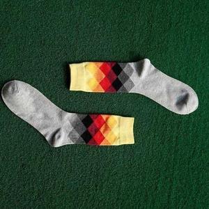 Фото - Высокие носки Friendly Socks серые с цветными ромбами - Men box