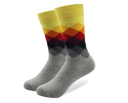 Фото - Высокие носки Friendly Socks серые с цветными ромбами - Men box