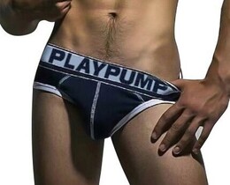 Фото - Мужские брифы от бренда Pump темно-синего цвета с сеткой - Men box