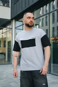Фото - Оверсайз футболка Intruder FreeDom з кишенею сіра з чорним - Men box