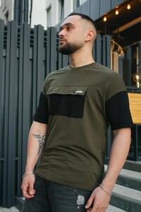 Фото - Оверсайз футболка Intruder FreeDom з кишенею хакі з чорним - Men box