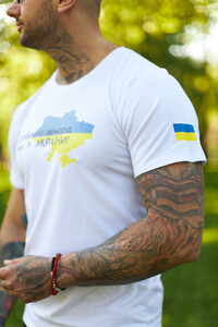 Фото - Патріотична біла футболка "Доброго вечора ми з України" - Men box