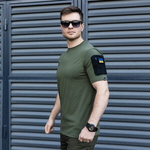 Фото - Мужская футболка оливкового цвета Pobedov "Tactical" - Men box