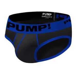Фото - Чоловічі повсякденні труси бріфи PUMP чорного кольору з синьою гумкою - Men box