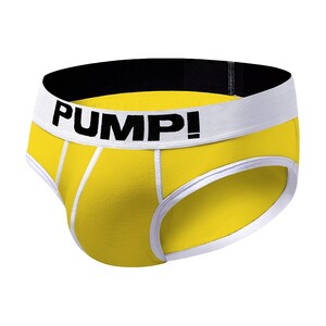 Фото - Чоловічі бавовняні труси бріфи PUMP жовтого кольору з білим кантом - Men box