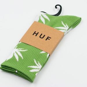 Фото - Салатовые носки HUF в белый лист - Men box