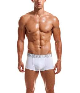 Фото - Бавовняні боксери для чоловіків Lanvibum білі з сірою гумкою - Men box