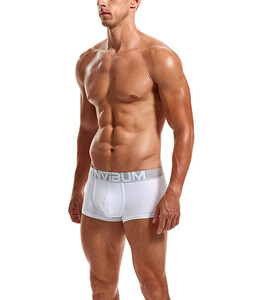 Фото - Бавовняні боксери для чоловіків Lanvibum білі з сірою гумкою - Men box