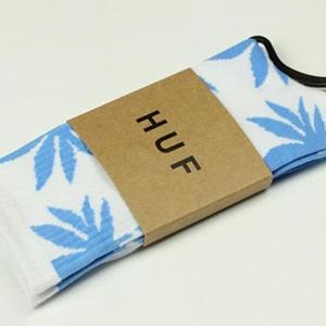 Фото - Белые носки HUF в голубой лист - Men box
