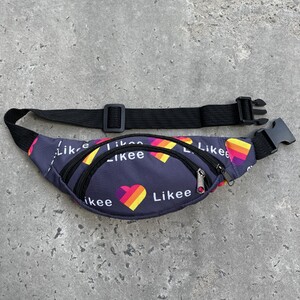 Фото - Бананка текстильна сіра з принтом Likee маленька - Men box