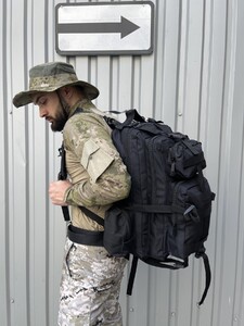 Фото - Туристичний рюкзак Accord Tactical із міцної тканини чорний - Men box