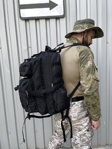 Фото - Туристичний рюкзак Accord Tactical із міцної тканини чорний - Men box