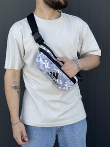 Фото - Поясна сумка чоловіча на два відділення в сірий піксель - Men box
