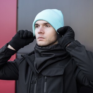 Фото - Шапка Pobedov двойная в рубчик мятного цвета - Men box