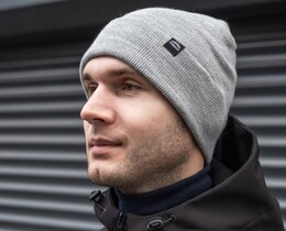 Фото - Шапка подвійна Pobedov кольору сірий меланж - Men box