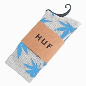 Фото - Серые носки HUF в синий лист - Men box