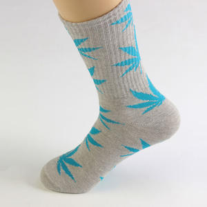 Фото - Серые носки HUF в синий лист - Men box