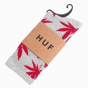 Фото - Серые носки HUF в красный лист - Men box