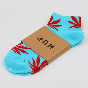 Фото - Короткие носки HUF голубого цвета в красный лист - Men box
