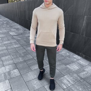 Фото - Худі зимове Pobedov "007" однотонне пісочного кольору - Men box