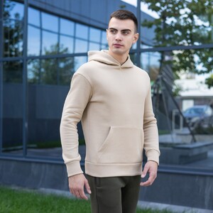 Фото - Худі зимове Pobedov "007" однотонне пісочного кольору - Men box