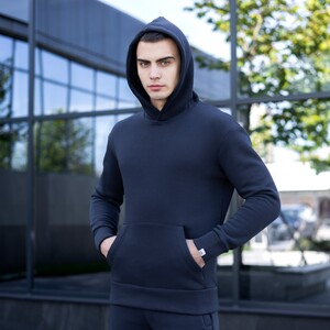Фото - Худі класичне Pobedov "007" зимове темно-синє - Men box