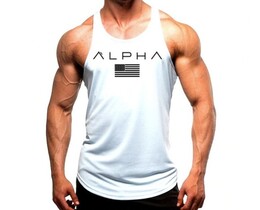 Фото - Майка для бодибилдинга Alpha белого цвета - Men box