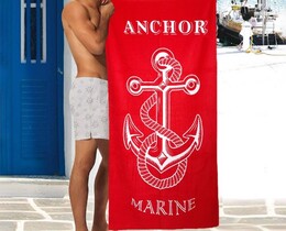 Фото - Полотенце для пляжа Shamrock красное с белым якорем - Men box